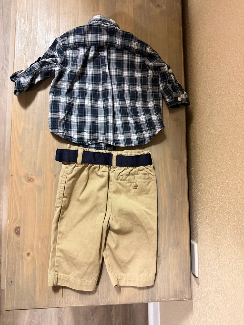 Ralph Lauren Baby Boy Button-Up Shirt & Khaki Shorts Set - Size 3 months